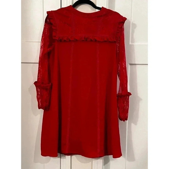 Andree by unit small red lace sleeved dress - Picture 2 of 7